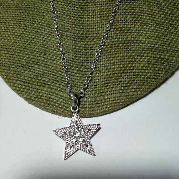 Women`s silver tone crystal star necklace. - Picture 2 of 4